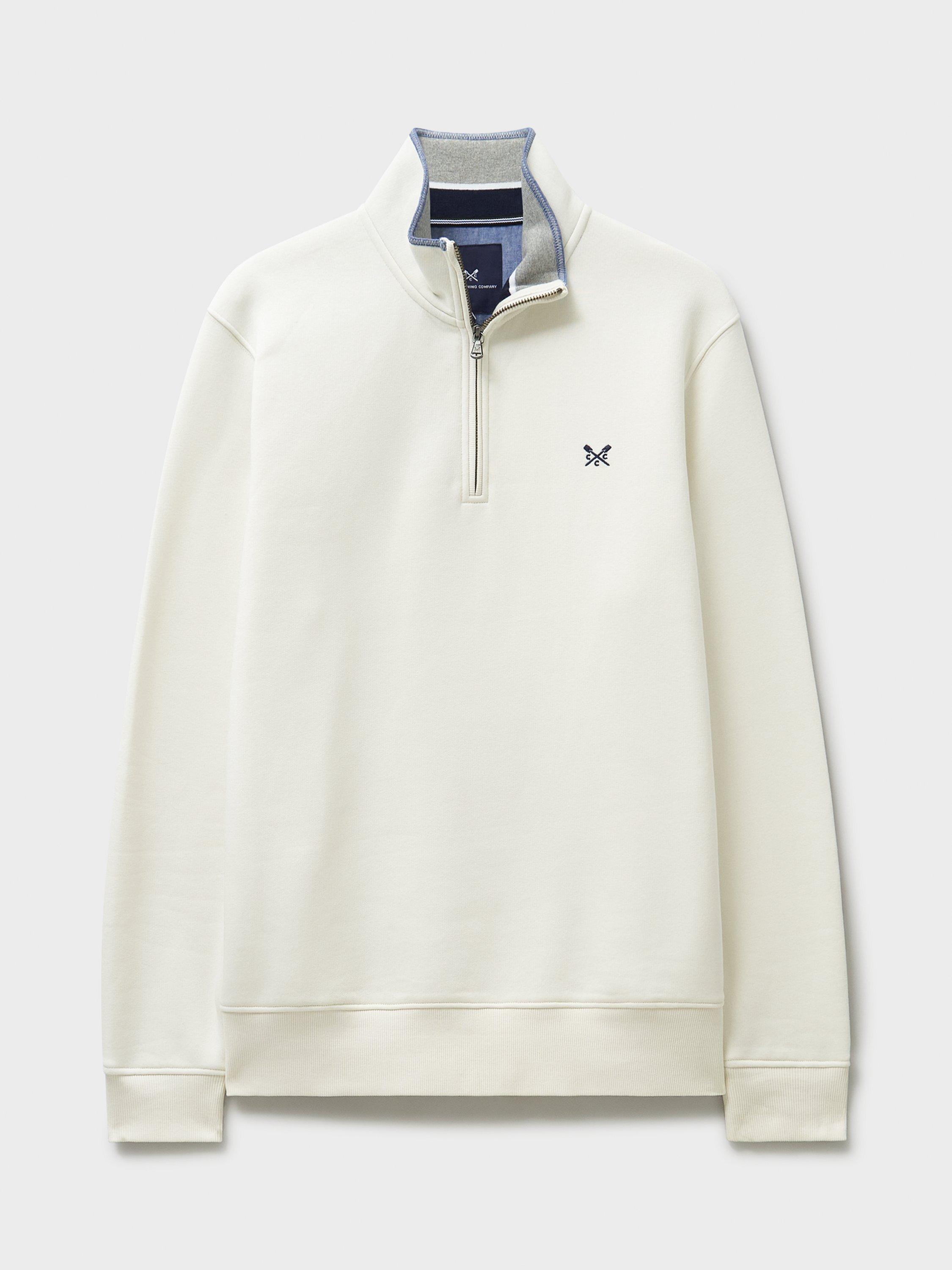 Product image 5 of 5, which shows Crew Clothing Classic Half Zip Sweatshirt, Off White, XS