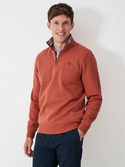 Crew Clothing Cotton Blend Half-Zip Jumper, Ruby Red