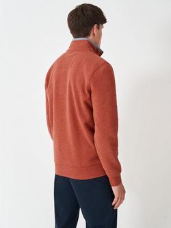 Crew Clothing Cotton Blend Half-Zip Jumper - view 2, Ruby Red