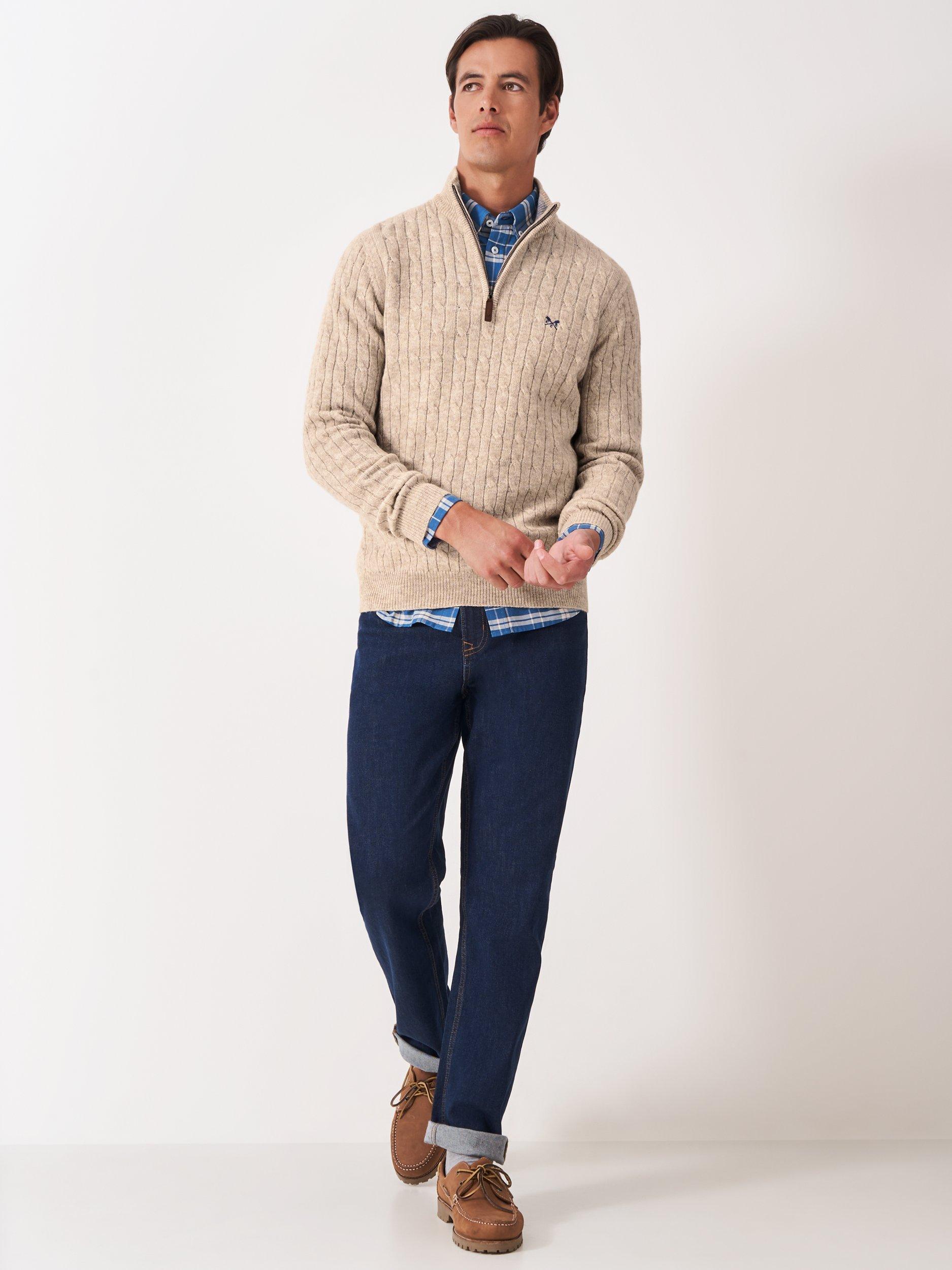 Product image 3 of 5, which shows Crew Clothing Wool Blend Cable Knit Jumper, Beige, L