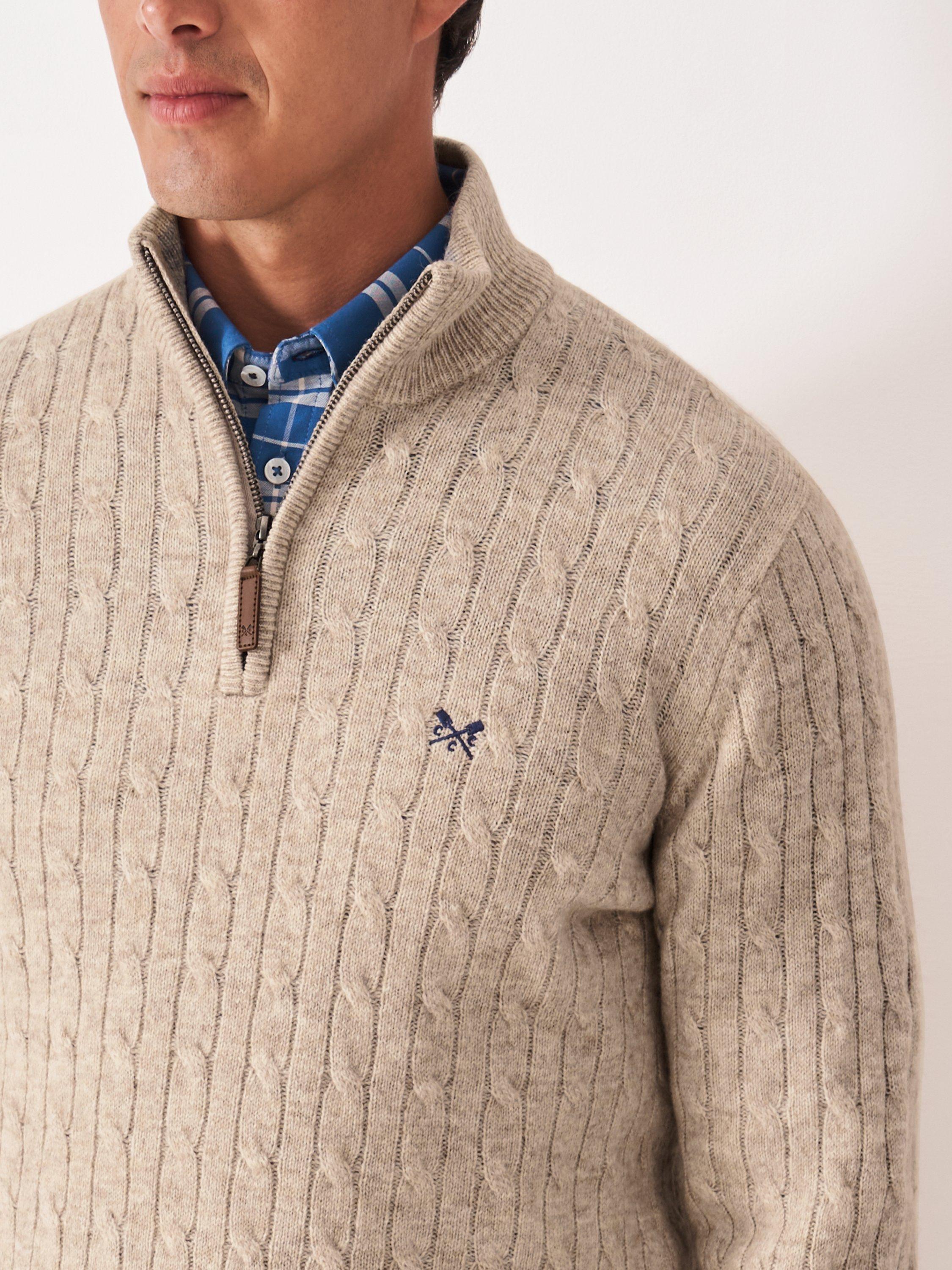 Product image 4 of 5, which shows Crew Clothing Wool Blend Cable Knit Jumper, Beige, L