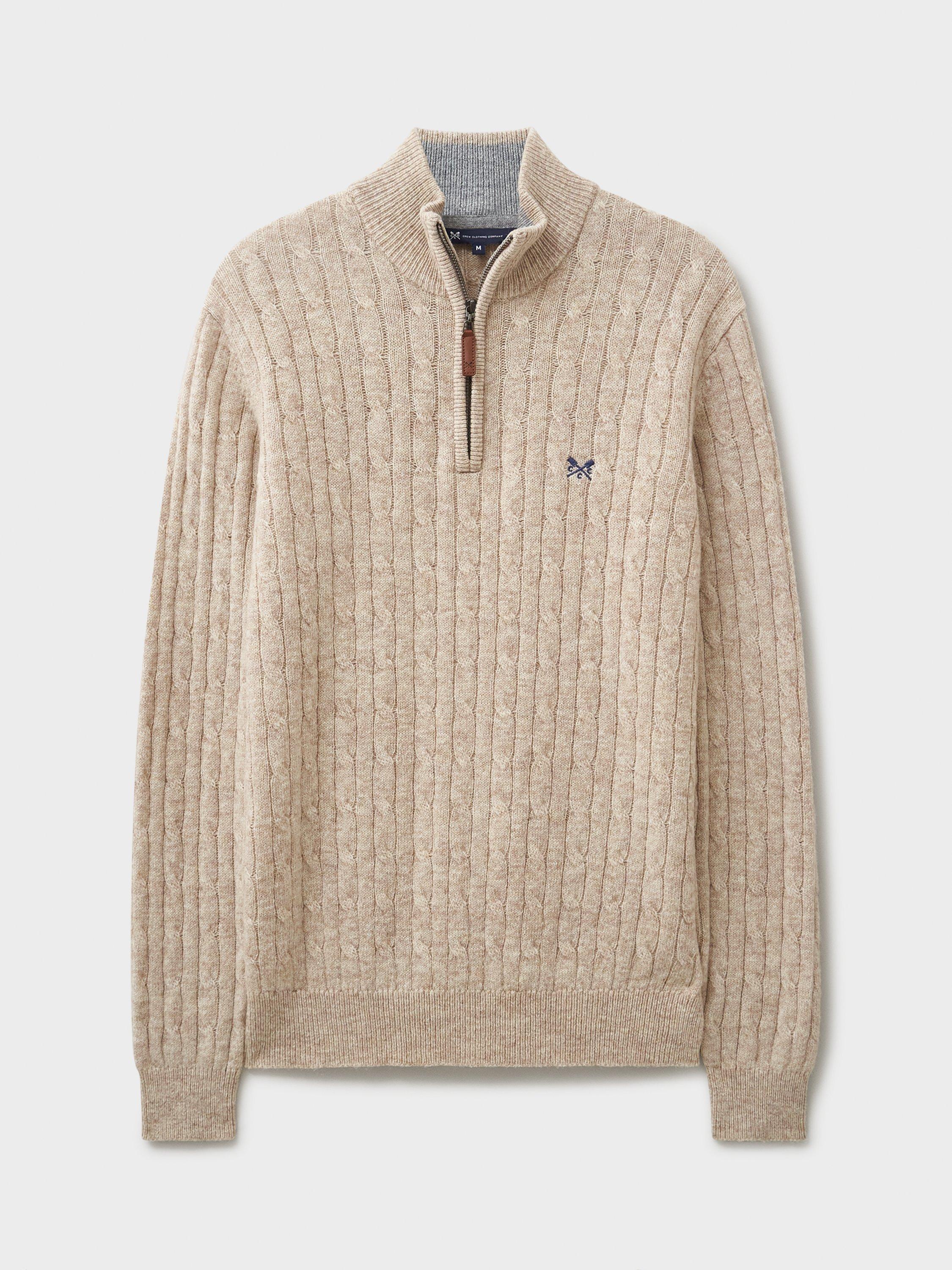 Product image 5 of 5, which shows Crew Clothing Wool Blend Cable Knit Jumper, Beige, L