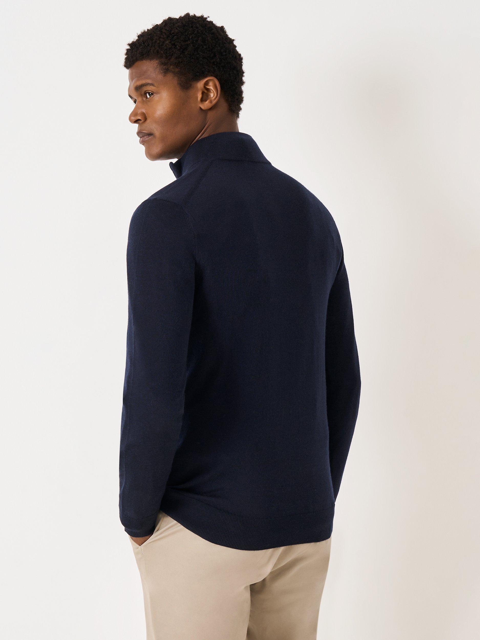 Product image 2 of 5, which shows Crew Clothing Merino Wool Half-Zip Jumper, Navy Blue, XS