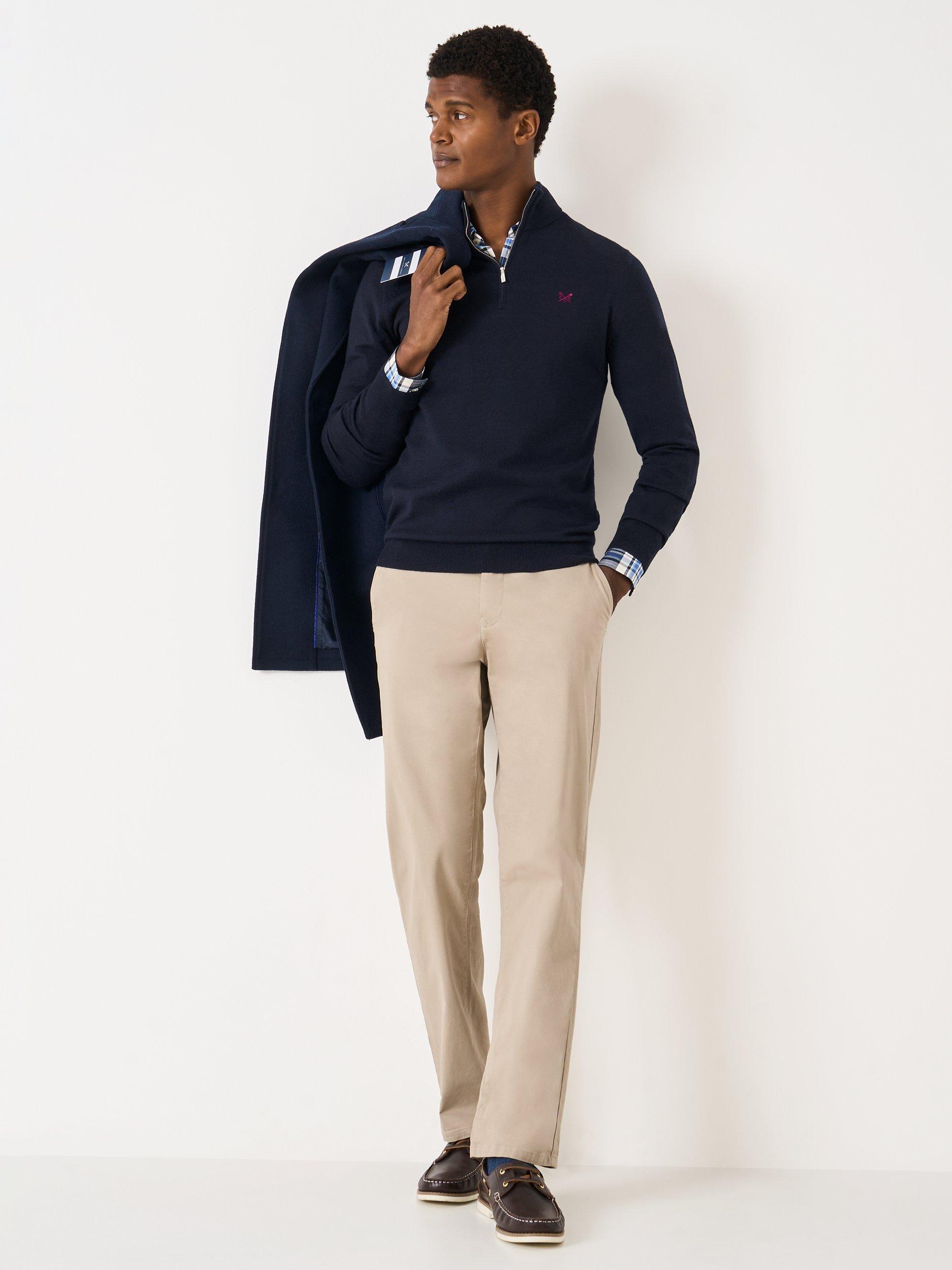 Product image 3 of 5, which shows Crew Clothing Merino Wool Half-Zip Jumper, Navy Blue, XS