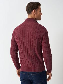 Crew Clothing Oarsman Cable Half Zip Jumper - view 2, Red Wine