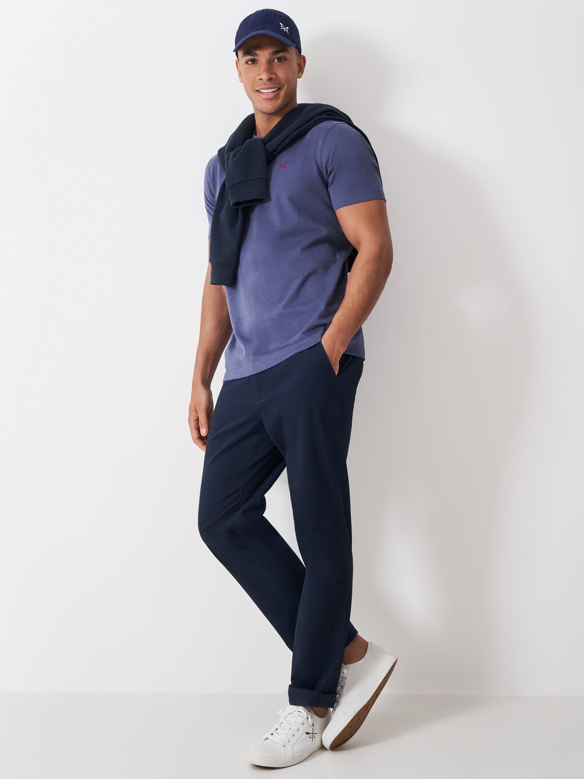 Product image 3 of 5, which shows Crew Clothing Crew Neck Cotton T-Shirt, Indigo Blue, XXL