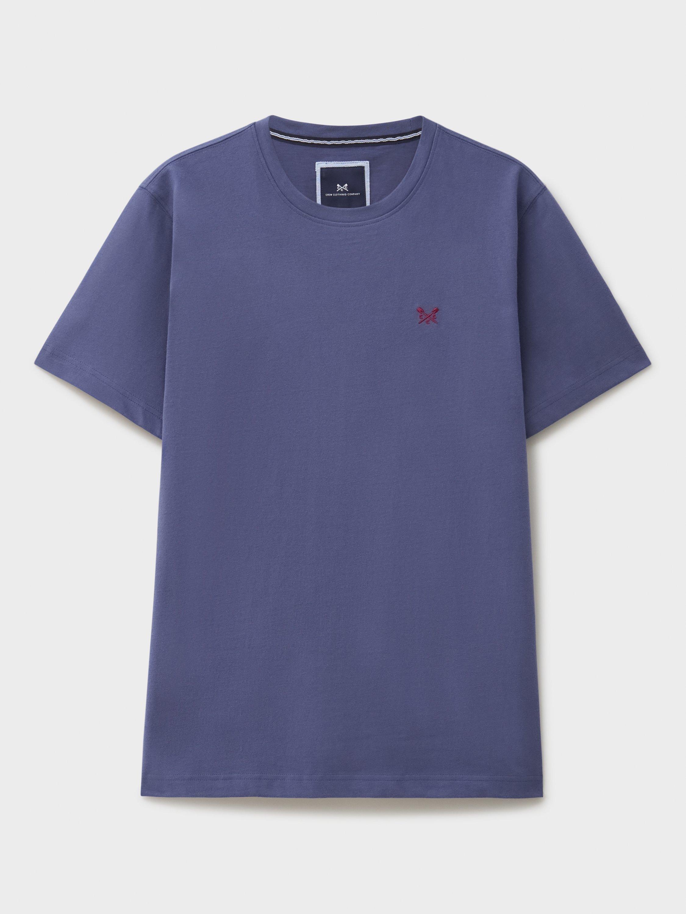 Product image 5 of 5, which shows Crew Clothing Crew Neck Cotton T-Shirt, Indigo Blue, XXL