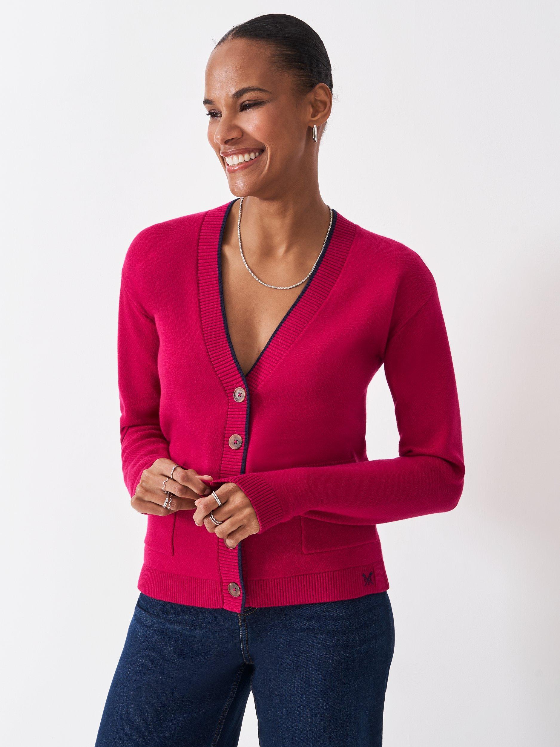Product image 1 of 5, which shows Crew Clothing Cardigan, Cherry Red, 10