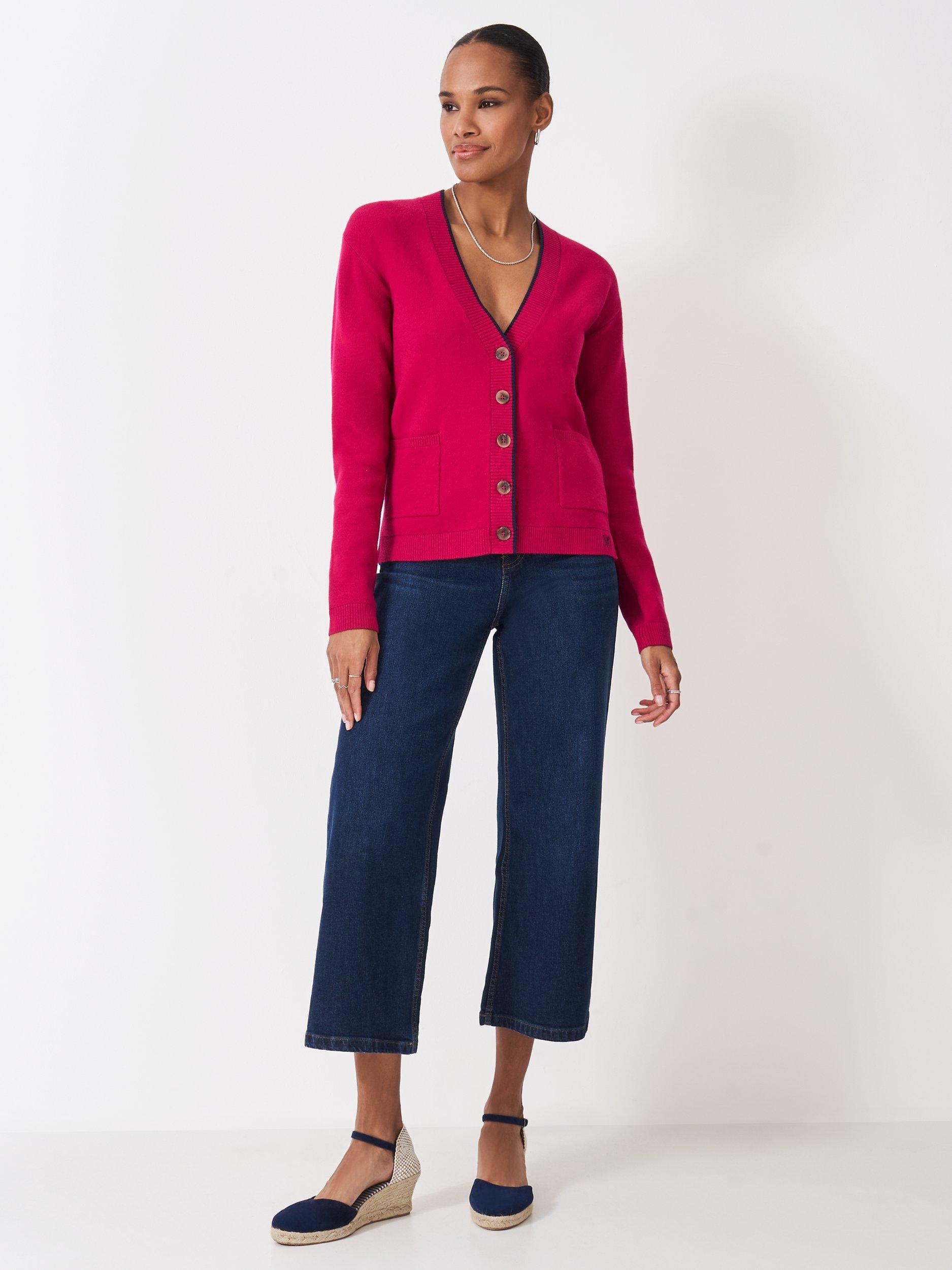 Product image 3 of 5, which shows Crew Clothing Cardigan, Cherry Red, 10