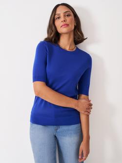 Crew Clothing Crew Neck Pure Merino Wool Knit Top, Bright Blue, Bright Blue