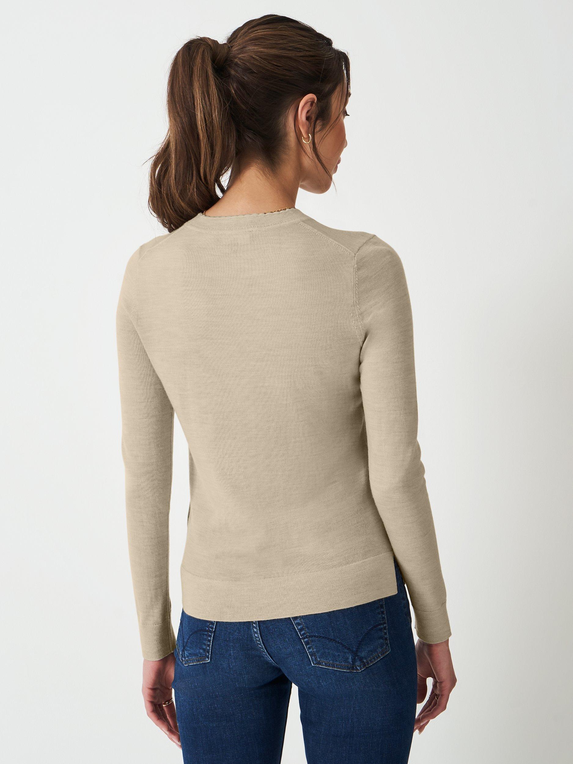 Product image 2 of 5, which shows Crew Clothing Wool Round Neck Jumper, Oatmeal, 10