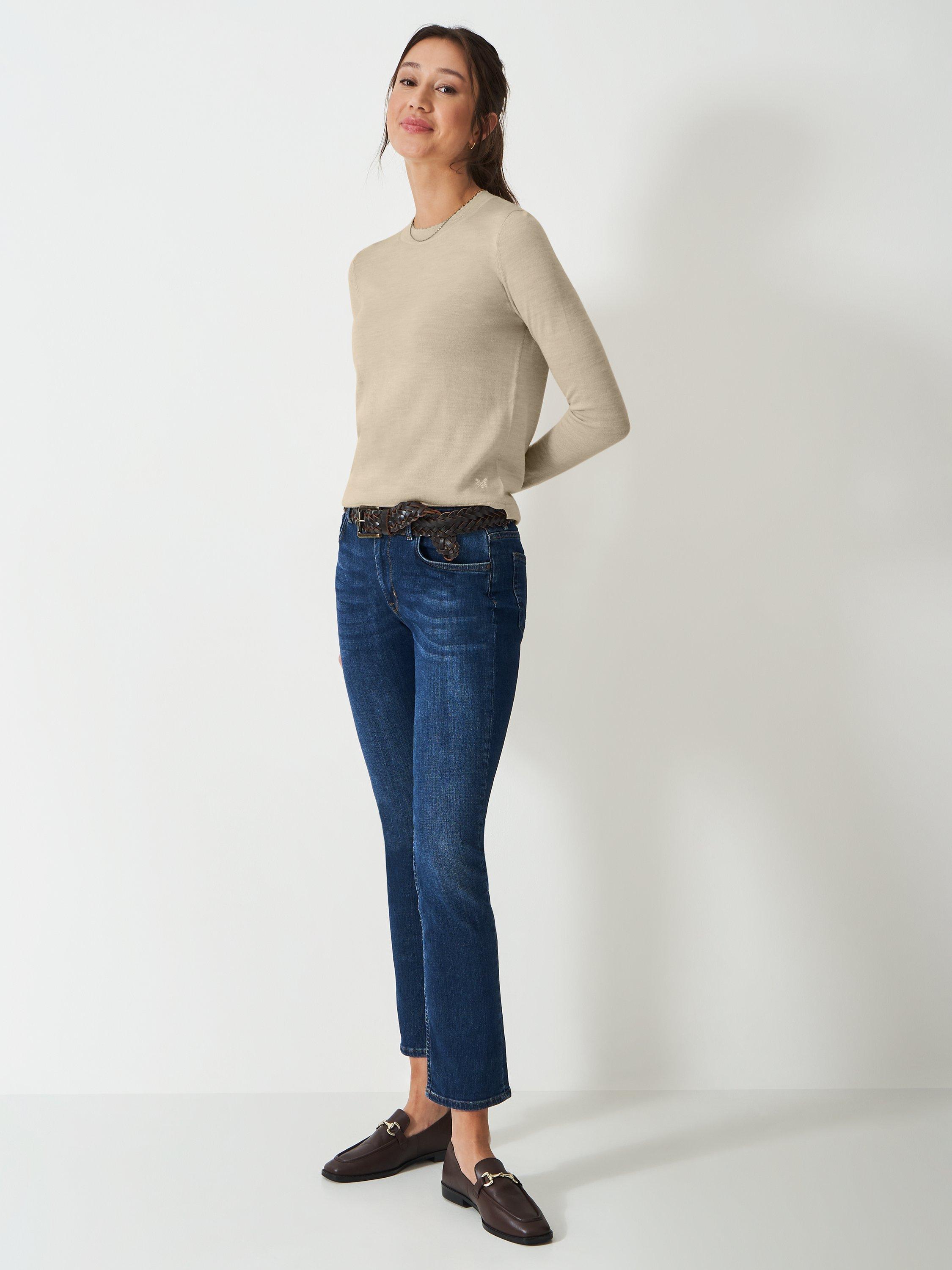 Product image 3 of 5, which shows Crew Clothing Wool Round Neck Jumper, Oatmeal, 10