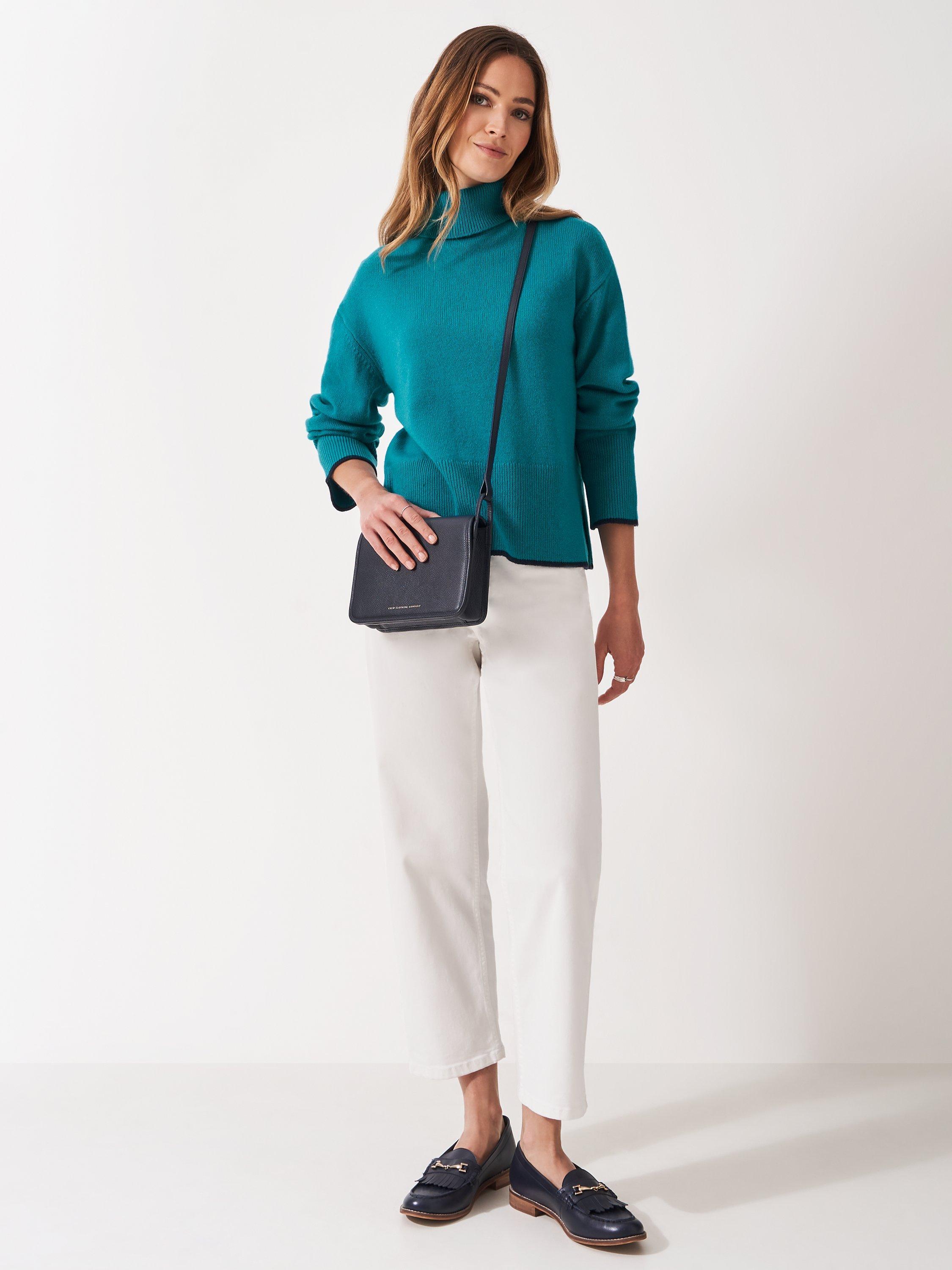 Product image 3 of 5, which shows Crew Clothing Harmony Colour Contrast Wool Rich Jumper, Light Blue, 10