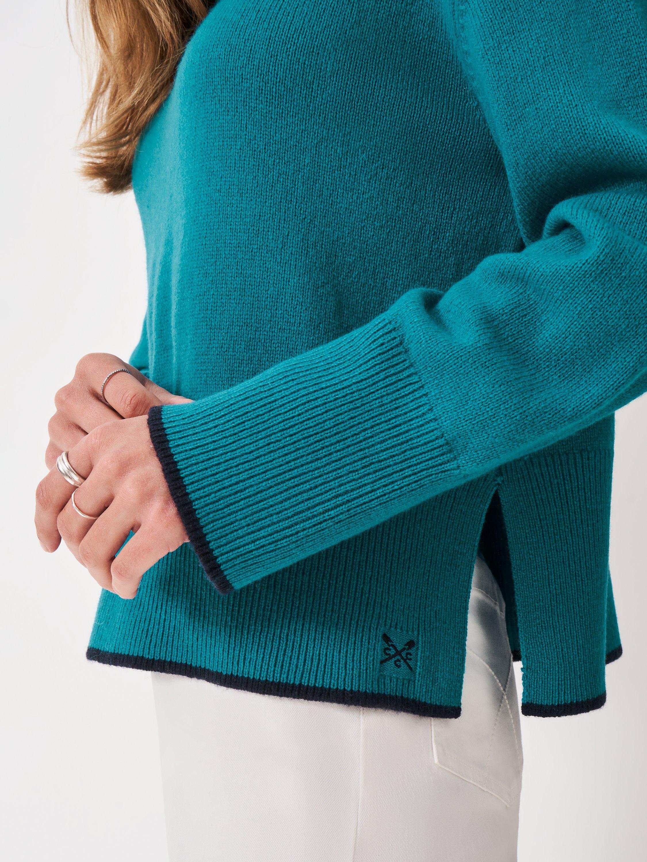 Product image 4 of 5, which shows Crew Clothing Harmony Colour Contrast Wool Rich Jumper, Light Blue, 10