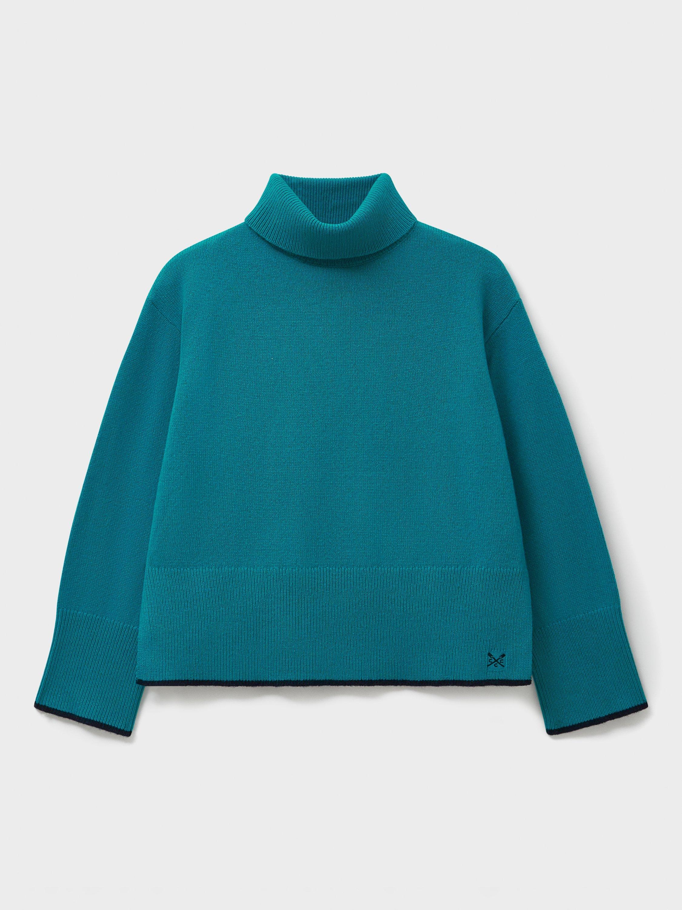 Product image 5 of 5, which shows Crew Clothing Harmony Colour Contrast Wool Rich Jumper, Light Blue, 10