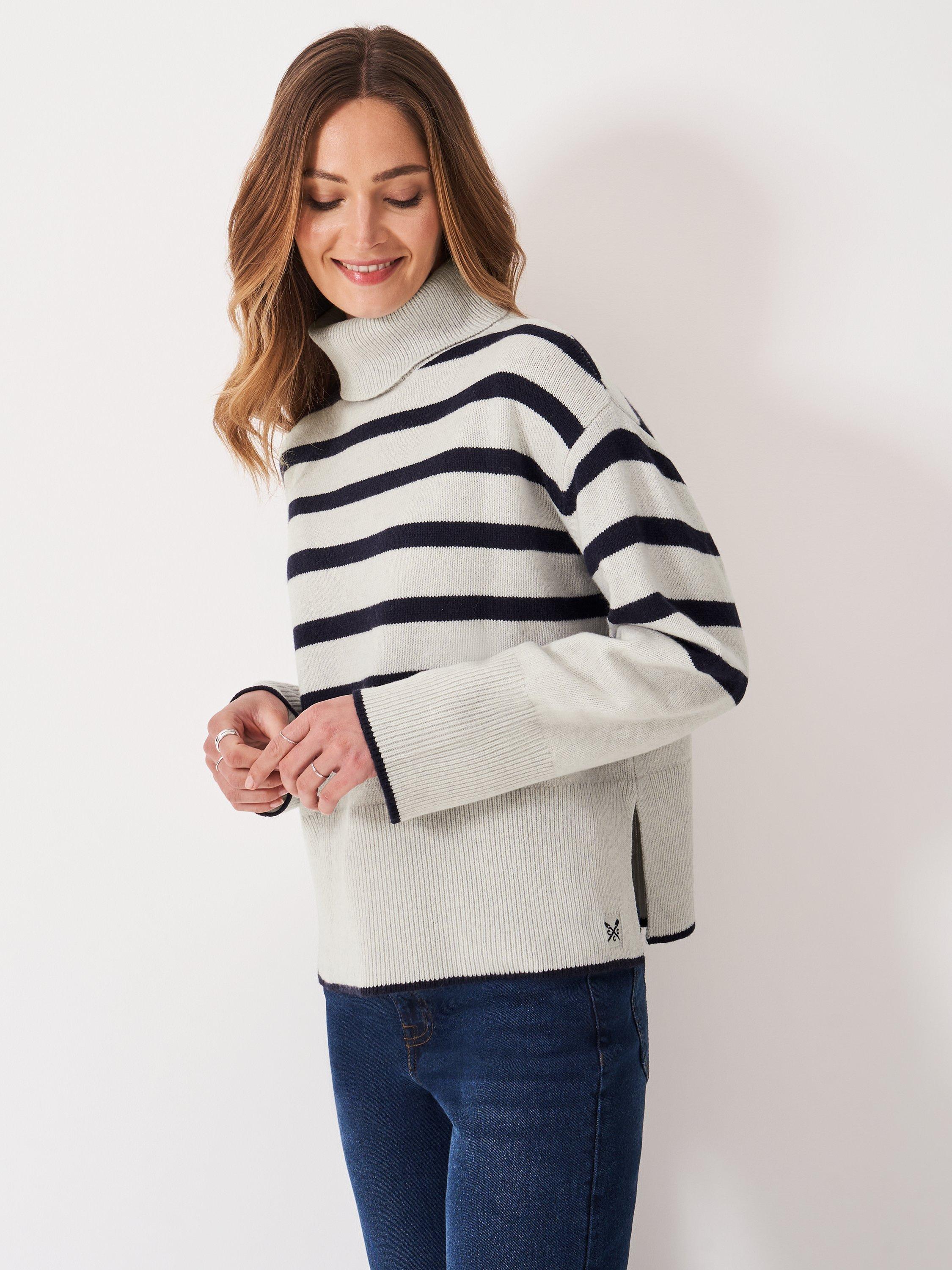 Product image 1 of 4, which shows Crew Clothing Harmony Stripe Wool Rich Jumper, Multi, 10