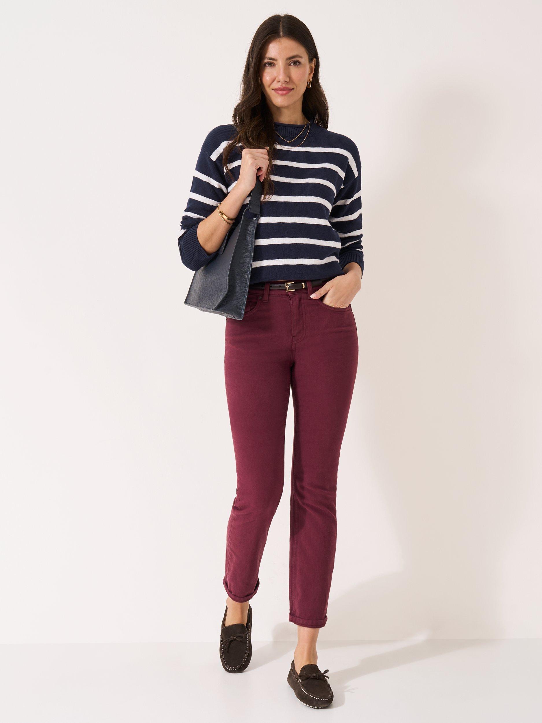 Product image 3 of 5, which shows Crew Clothing Contrast Trim Roll Neck Jumper, Multi Blue, 10