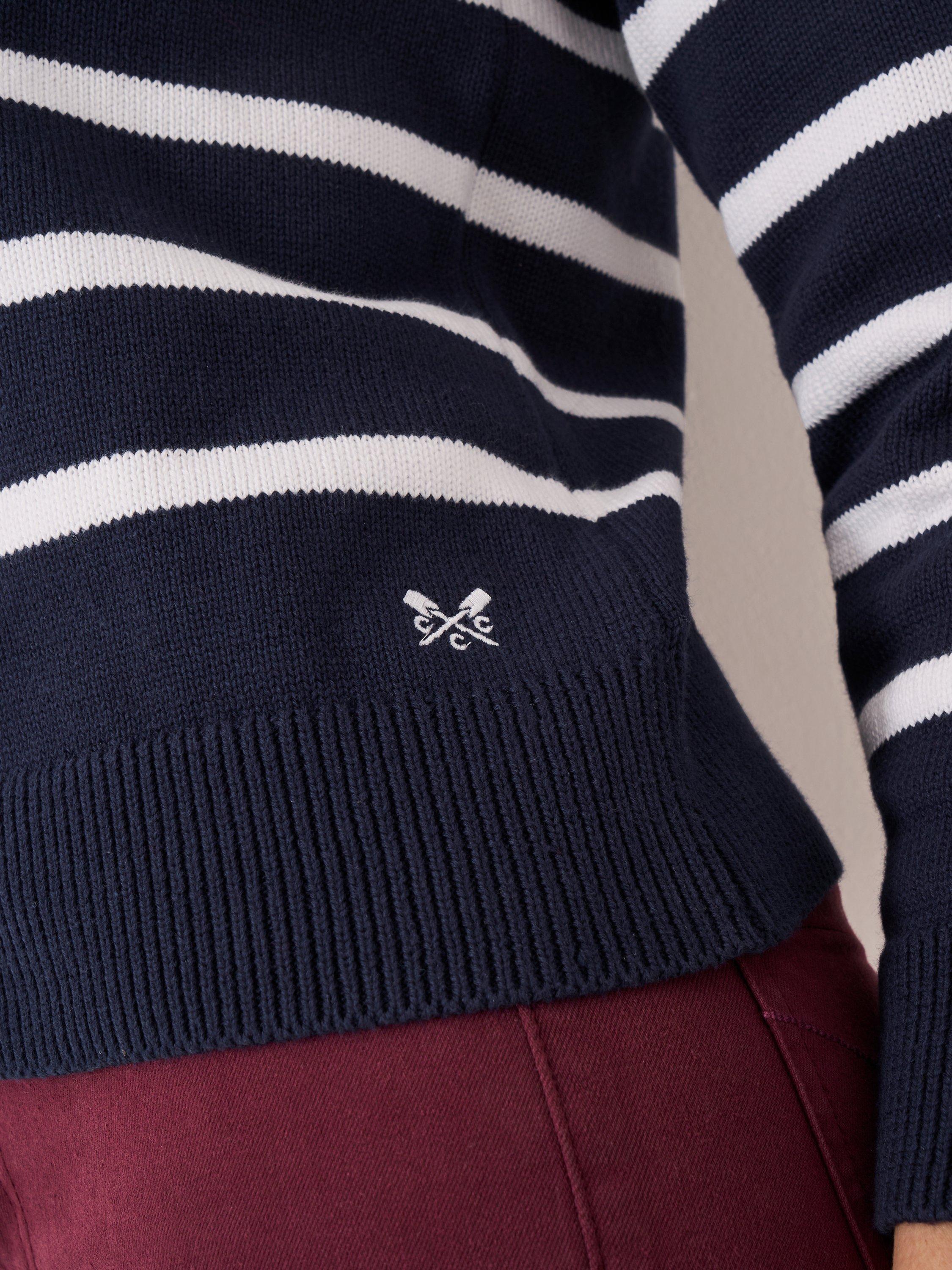 Product image 4 of 5, which shows Crew Clothing Contrast Trim Roll Neck Jumper, Multi Blue, 10