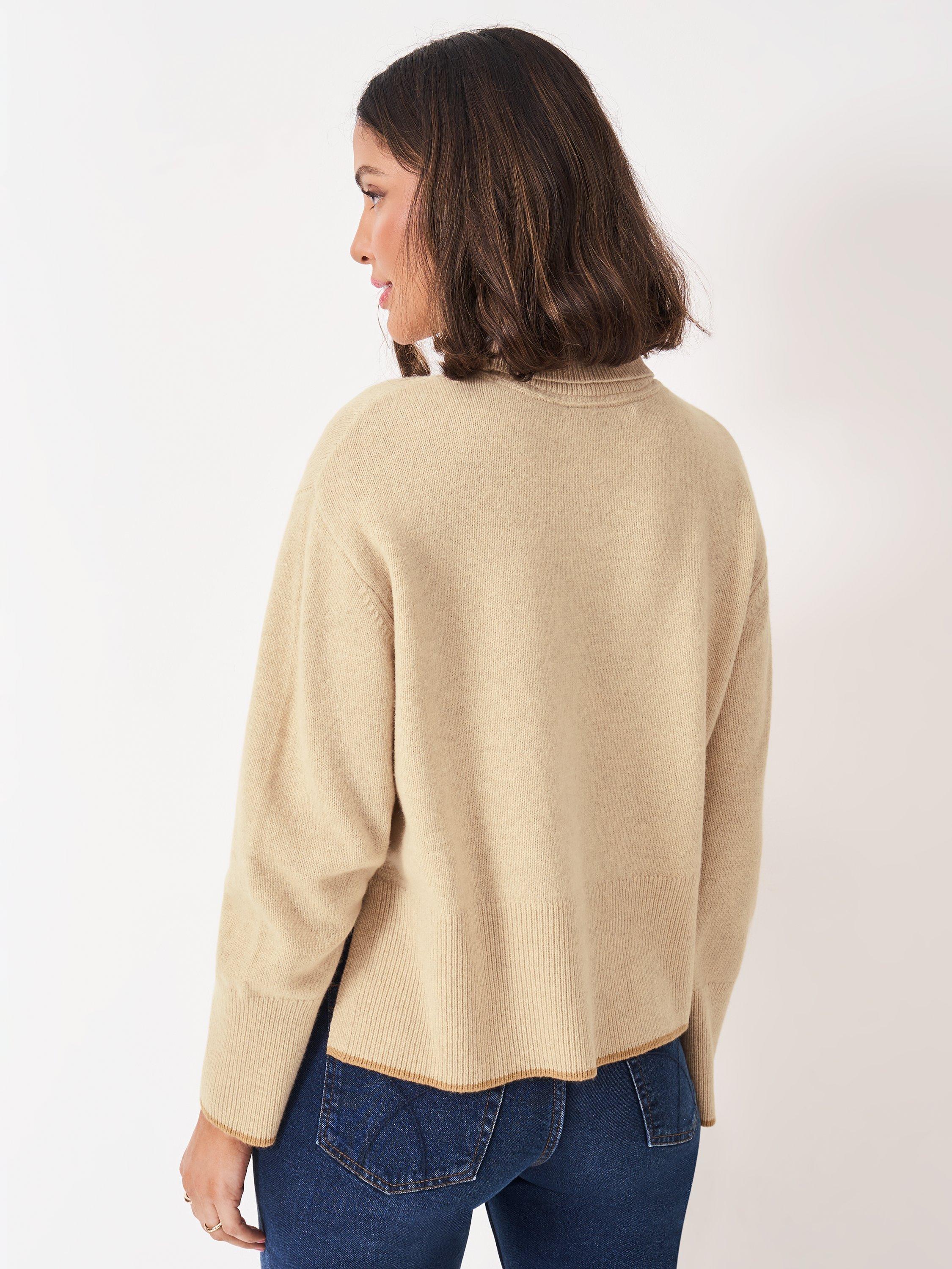 Product image 2 of 5, which shows Crew Clothing Harmony Saddle Funnel Neck Jumper, Oatmeal, 10