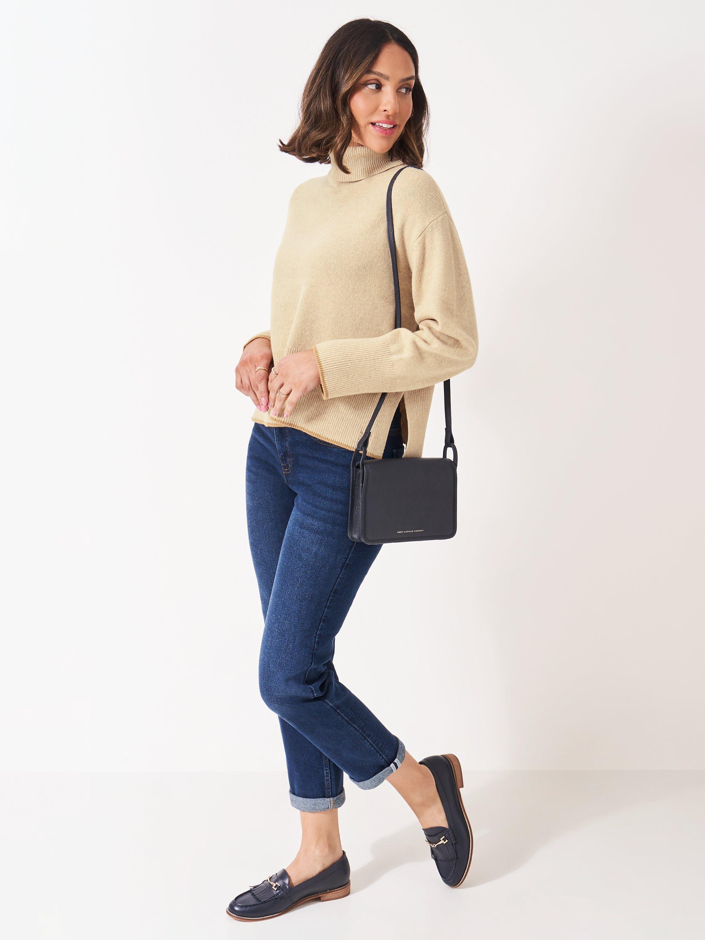 Product image 3 of 5, which shows Crew Clothing Harmony Saddle Funnel Neck Jumper, Oatmeal, 10