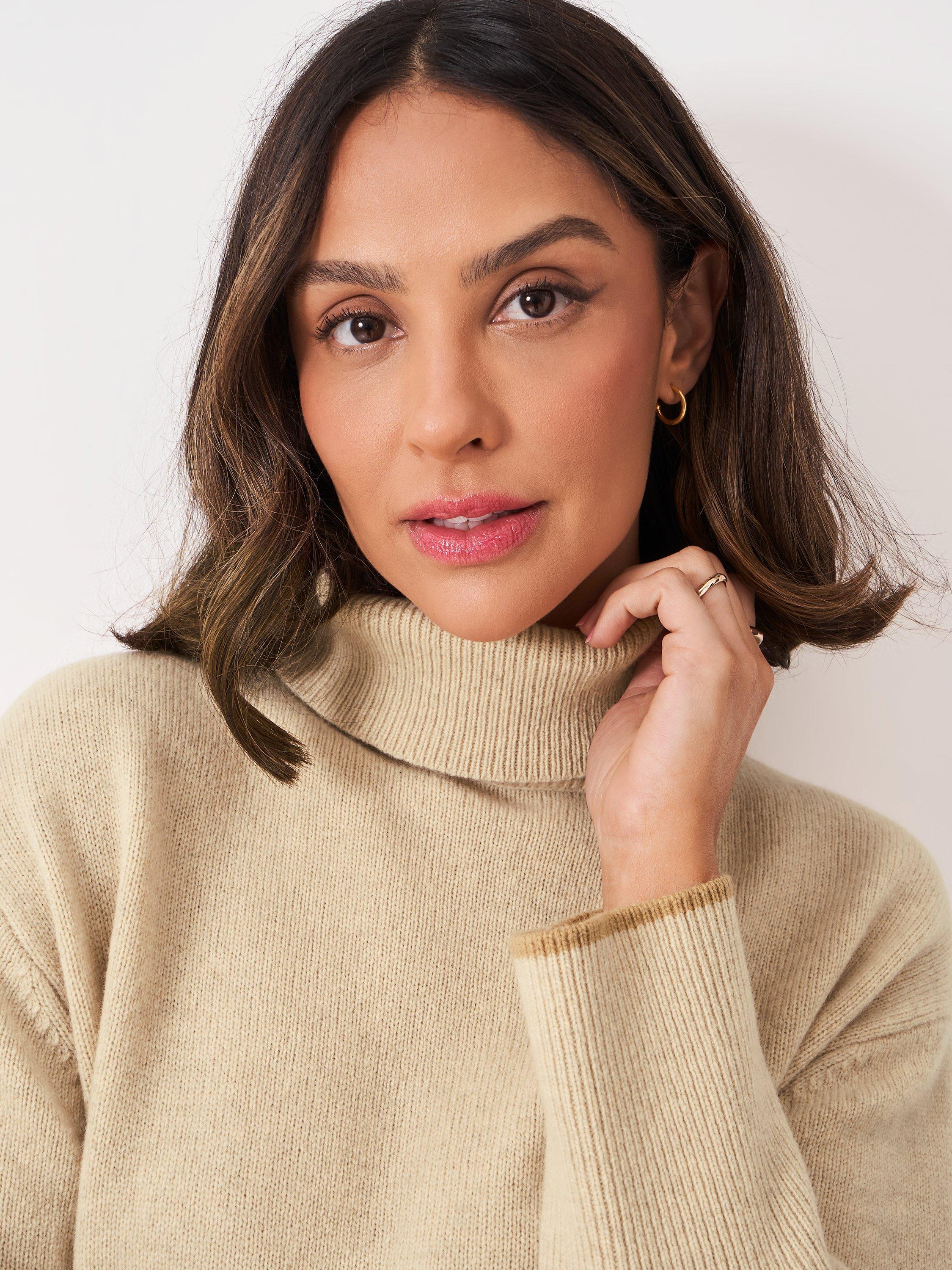Product image 4 of 5, which shows Crew Clothing Harmony Saddle Funnel Neck Jumper, Oatmeal, 10
