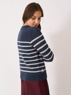 Crew Clothing Glitterball Stars & Stripes Jumper, Navy Blue - view 2, Navy Blue