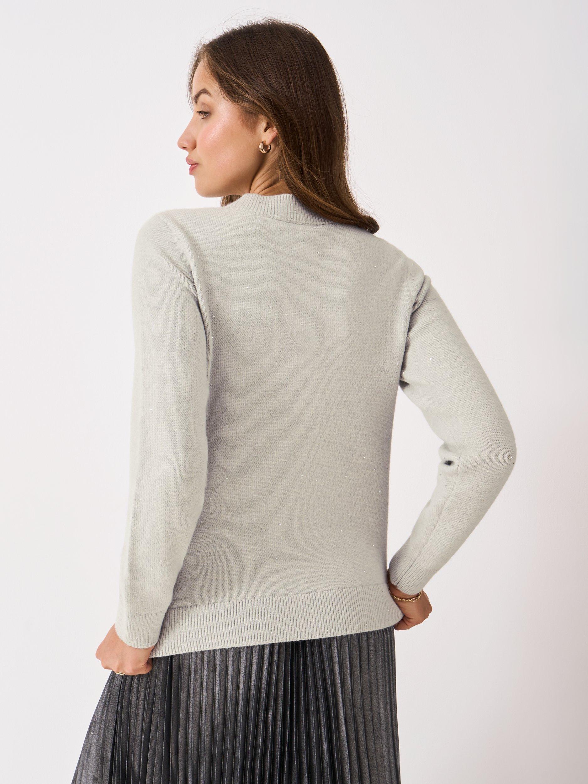 Product image 2 of 5, which shows Crew Clothing Glitterball Stars Jumper, Grey, 10