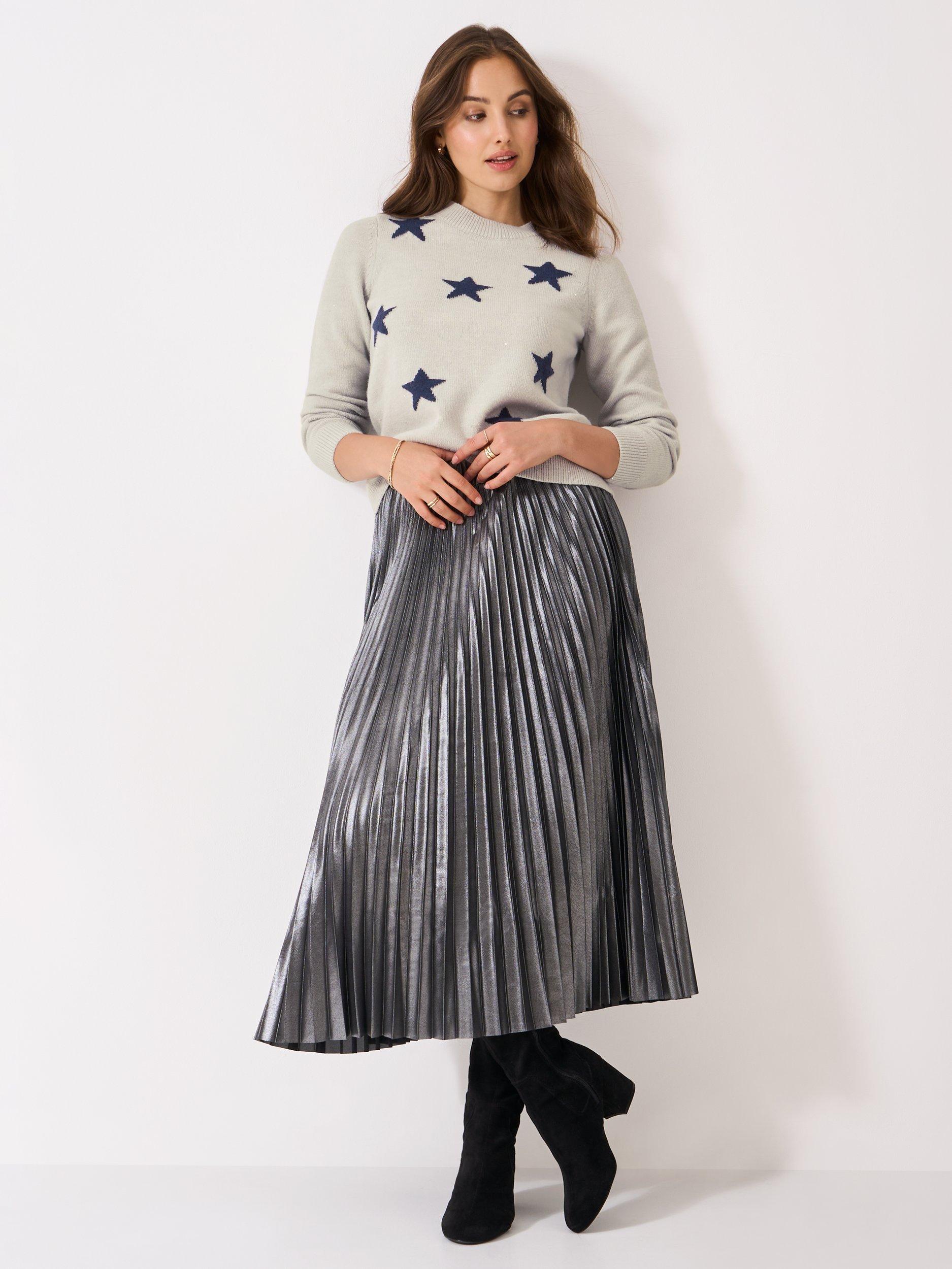 Product image 3 of 5, which shows Crew Clothing Glitterball Stars Jumper, Grey, 10