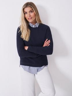 Crew Clothing Wool Crew Neck Jumper, Navy Blue