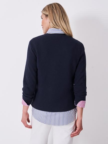 Crew Clothing Wool Crew Neck Jumper - view 2, Navy Blue