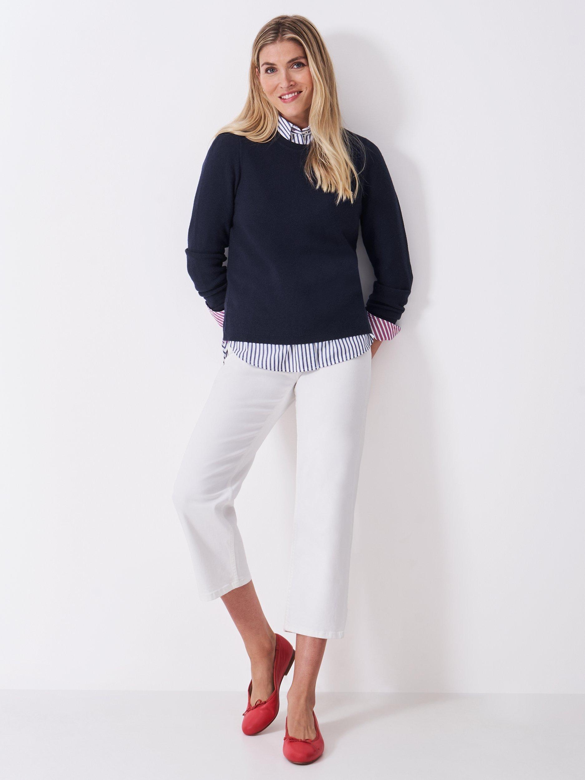 Product image 3 of 5, which shows Crew Clothing Wool Crew Neck Jumper, Navy Blue, 10