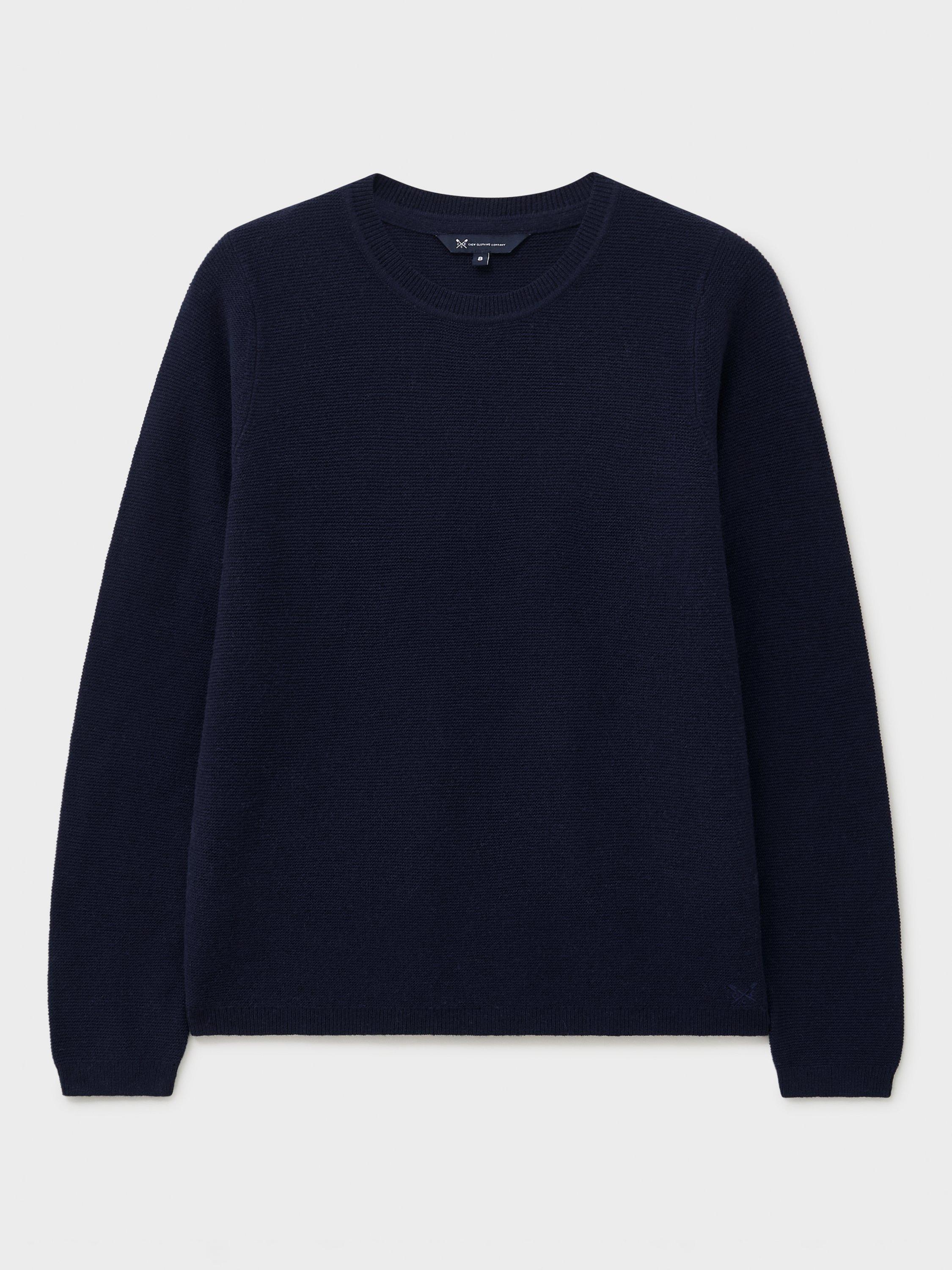 Product image 5 of 5, which shows Crew Clothing Wool Crew Neck Jumper, Navy Blue, 10
