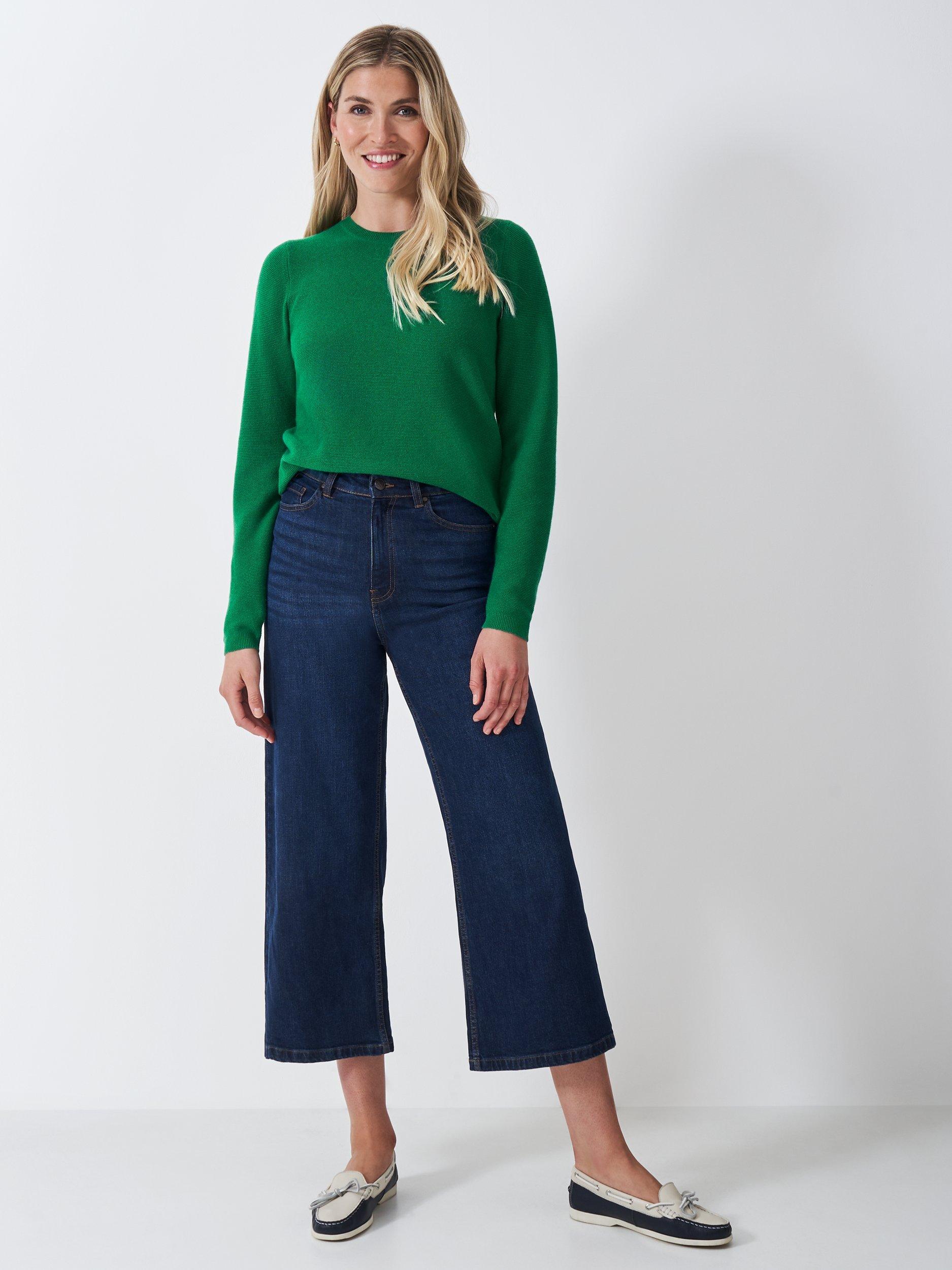 Product image 3 of 5, which shows Crew Clothing Wool Crew Neck Jumper, Emerald Green, 10