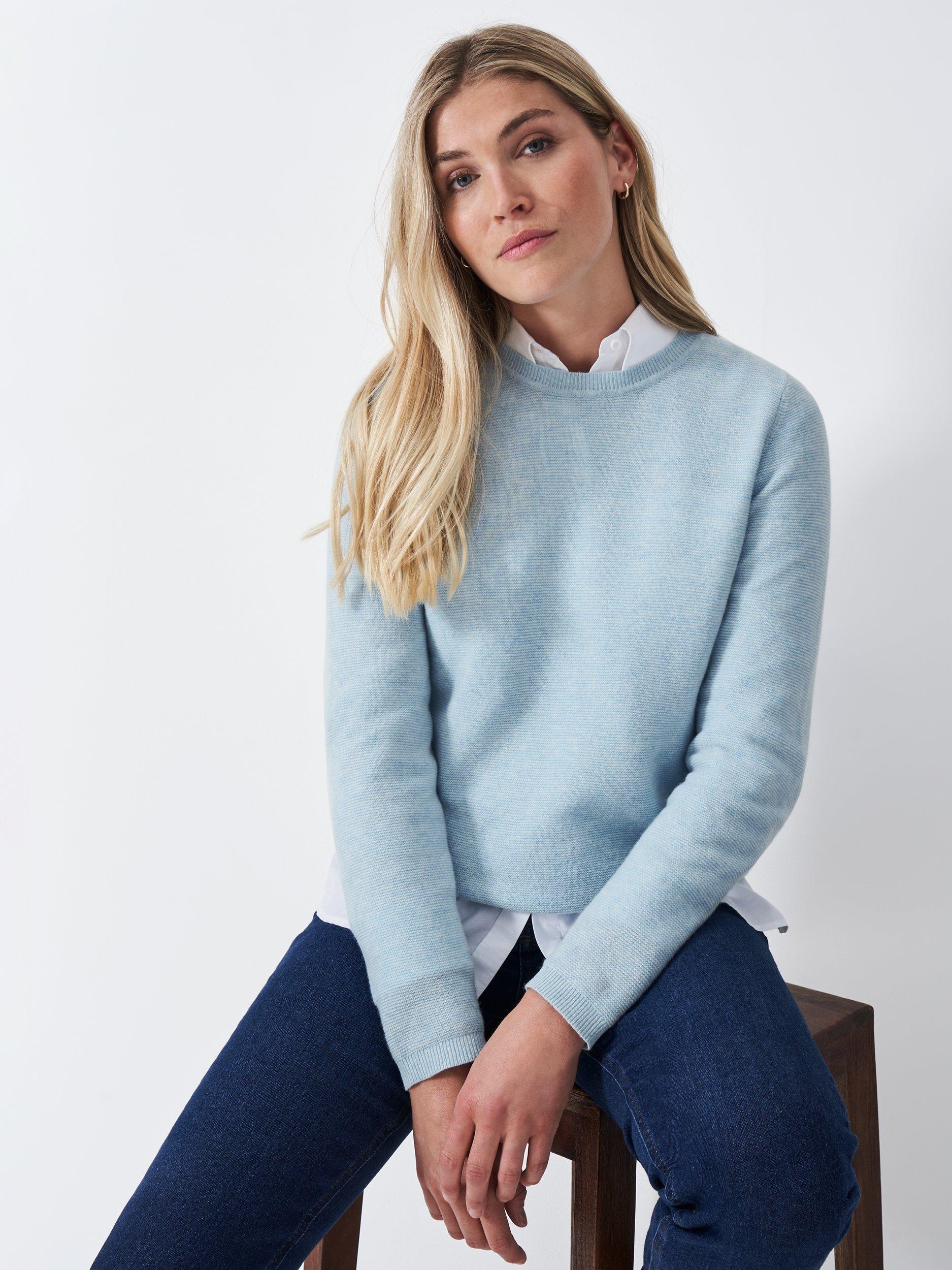 Product image 1 of 5, which shows Crew Clothing Wool Crew Neck Jumper, Aqua Blue, 10