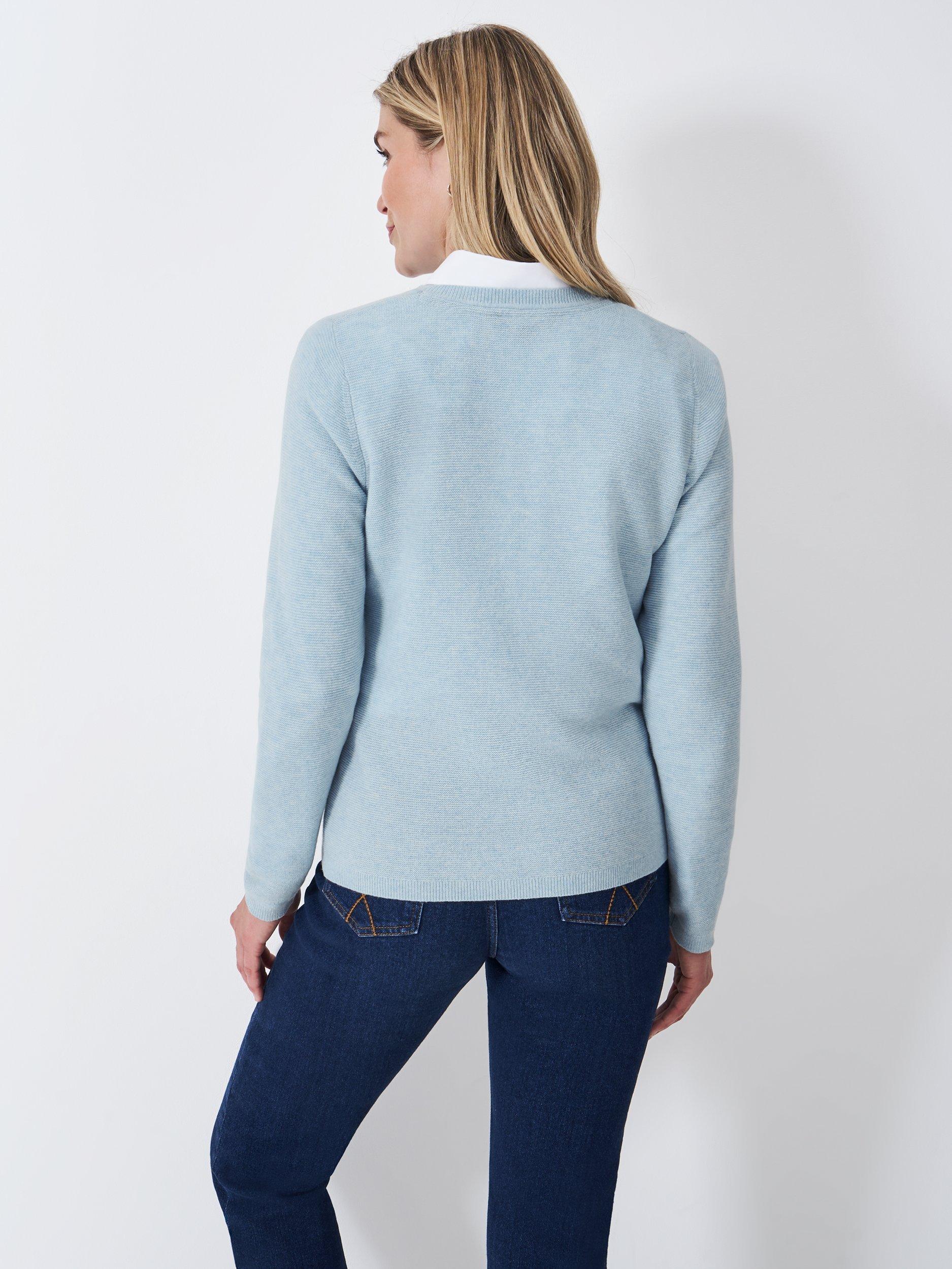 Product image 2 of 5, which shows Crew Clothing Wool Crew Neck Jumper, Aqua Blue, 10