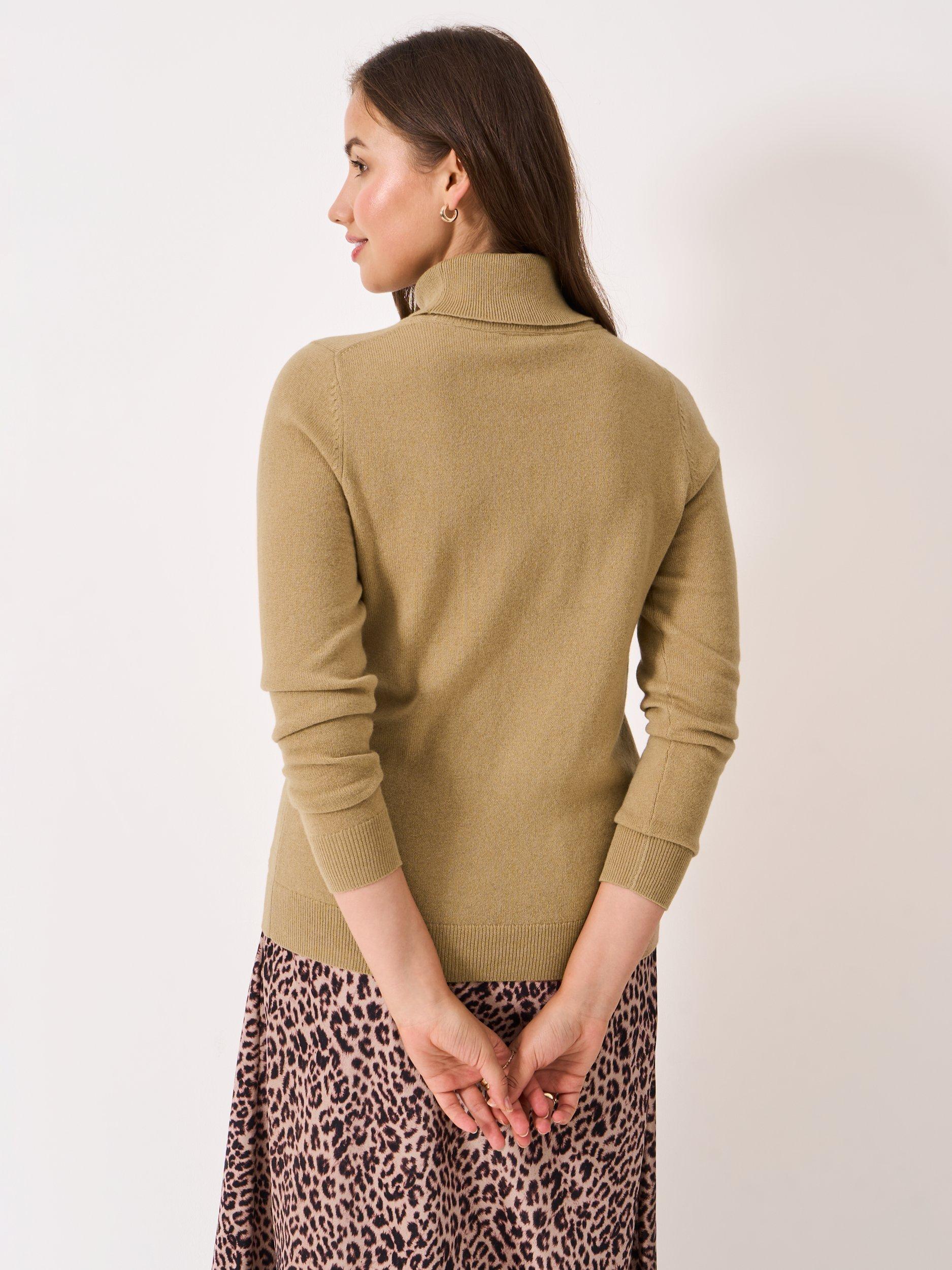 Product image 2 of 5, which shows Crew Clothing Libby Merino Wool Roll Neck Jumper, Camel Brown, 10