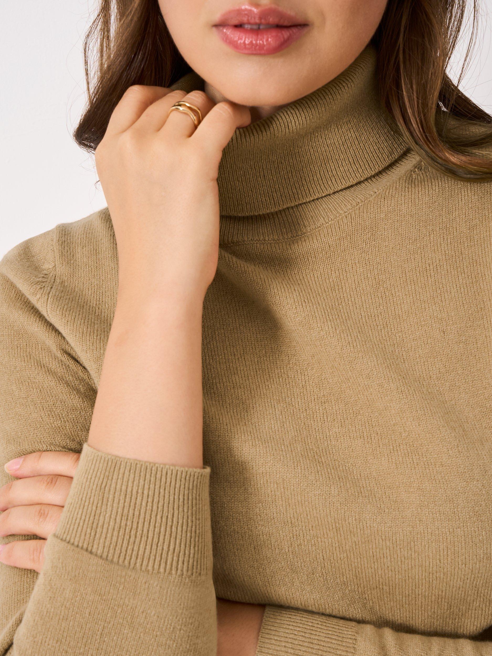 Product image 4 of 5, which shows Crew Clothing Libby Merino Wool Roll Neck Jumper, Camel Brown, 10