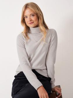 Crew Clothing Libby Merino Wool Roll Neck Jumper, Light Grey