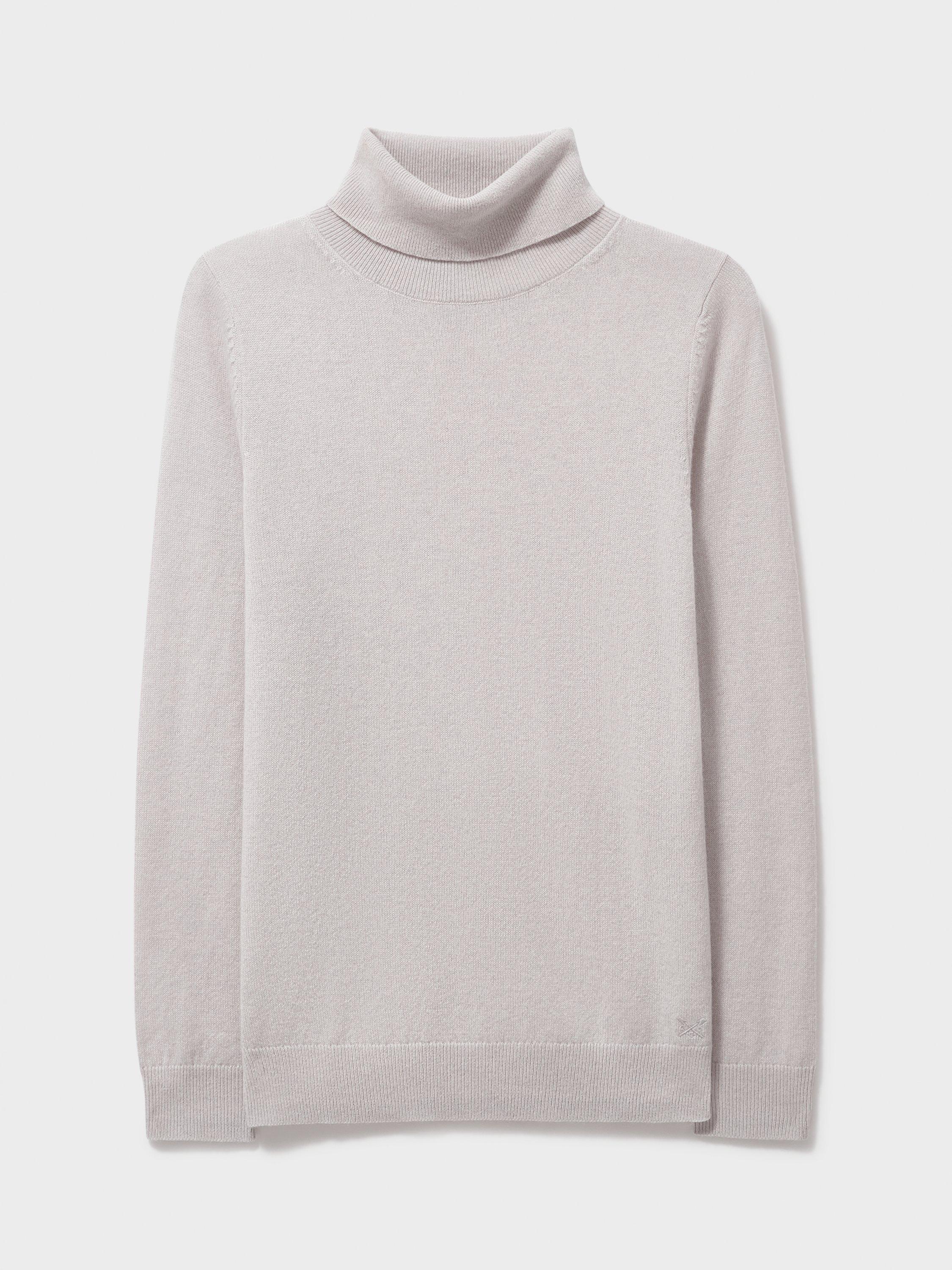 Product image 5 of 5, which shows Crew Clothing Libby Merino Wool Roll Neck Jumper, Light Grey, 8