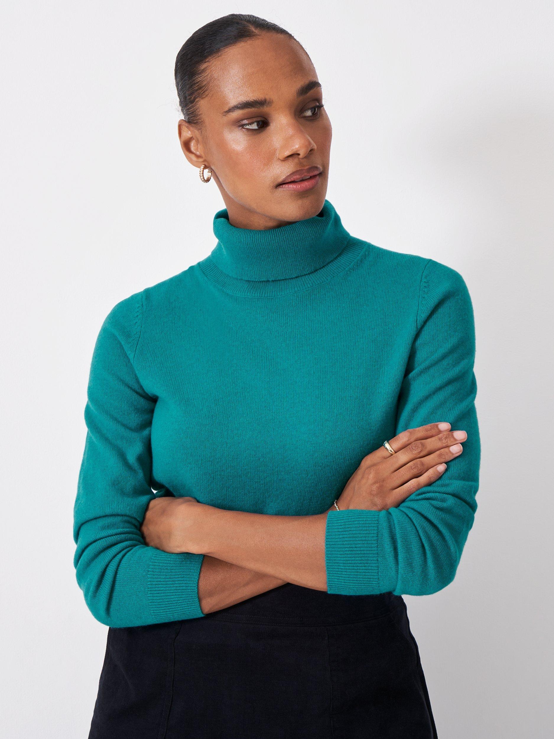 Product image 1 of 5, which shows Crew Clothing Libby Wool Rich Roll Neck Jumper, Bright Blue, 10
