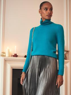 Crew Clothing Libby Wool Rich Roll Neck Jumper, Bright Blue - view 2, Bright Blue