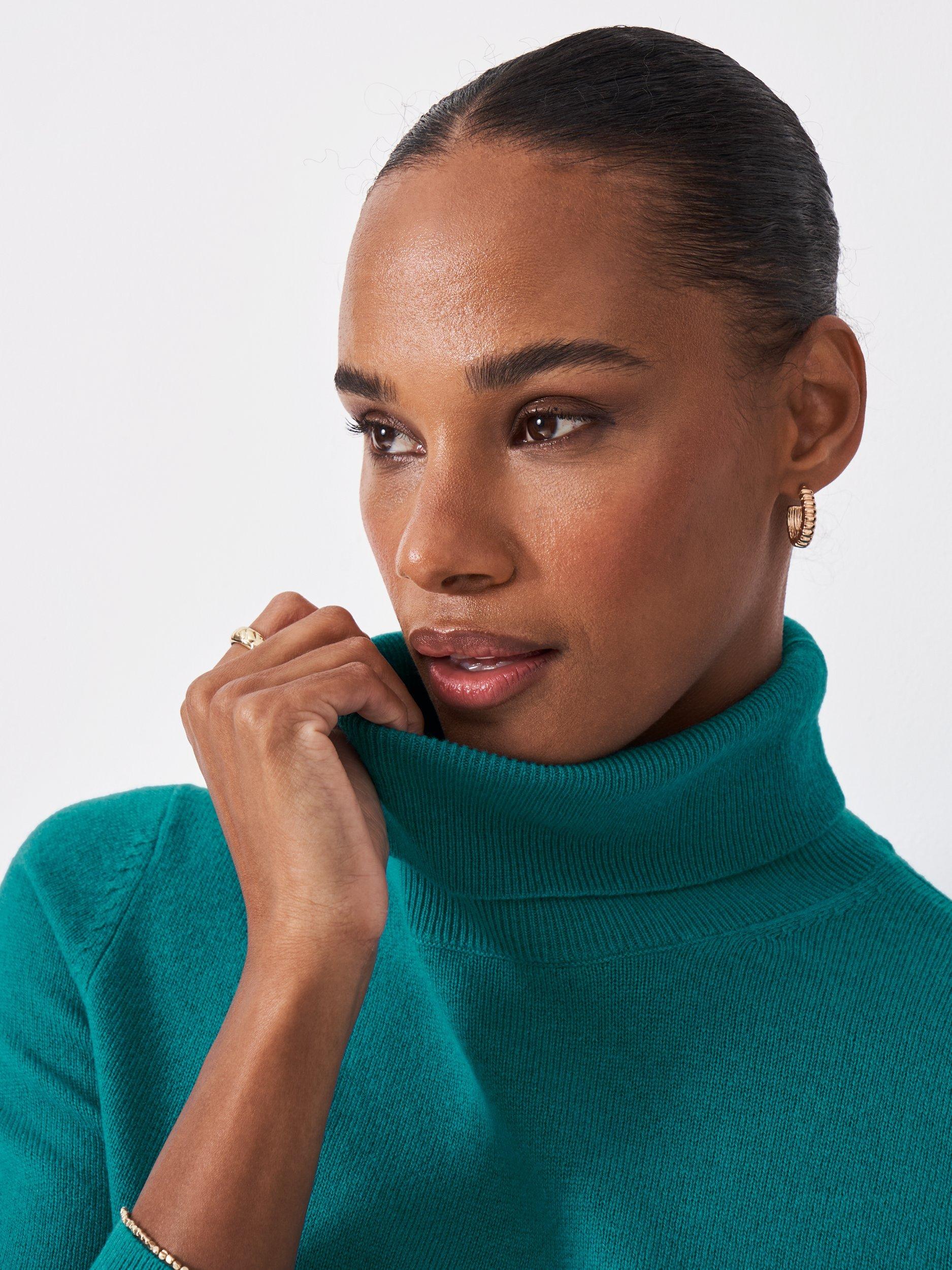 Product image 5 of 5, which shows Crew Clothing Libby Wool Rich Roll Neck Jumper, Bright Blue, 10