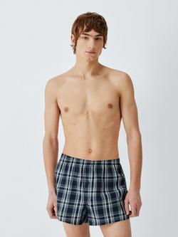 John Lewis Organic Cotton Check Selection Boxer Shorts, Pack of 3, Green - view 2, Green Mid