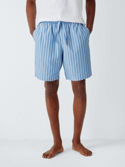 John Lewis Organic Cotton Stripe Pyjama Shorts, Blue Sky, Blue Sky
