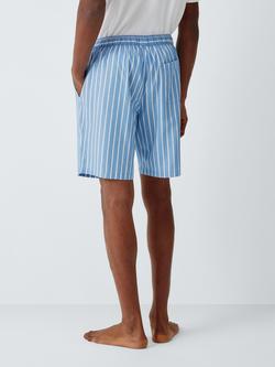 John Lewis Organic Cotton Stripe Pyjama Shorts, Blue Sky - view 2, Blue Sky