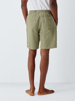 John Lewis Organic Cotton Gingham Check Pyjama Shorts, Green Olive - view 2, Green Olive
