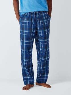 John Lewis Organic Cotton Check Pyjama Trousers, Blue Navy, Blue Navy