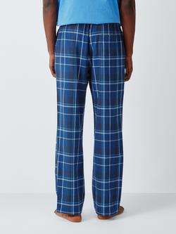 John Lewis Organic Cotton Check Pyjama Trousers, Blue Navy - view 2, Blue Navy