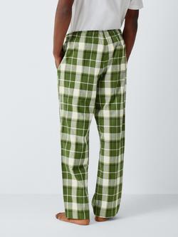 John Lewis Organic Cotton Check Pyjama Trousers, Green Olive - view 2, Green Olive