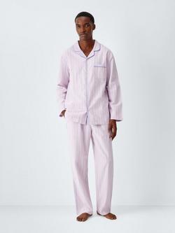 John Lewis Organic Cotton Stripe Pyjama Set, Pink Mid, Pink Mid